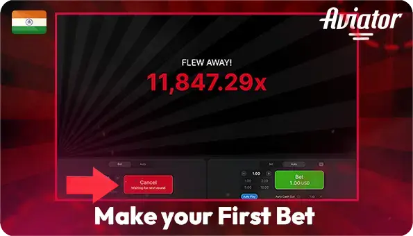 Instructions on Where to Click to Make the First Bet in the Game Aviator